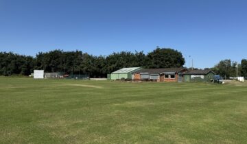 Cricket pitch and clubhouse